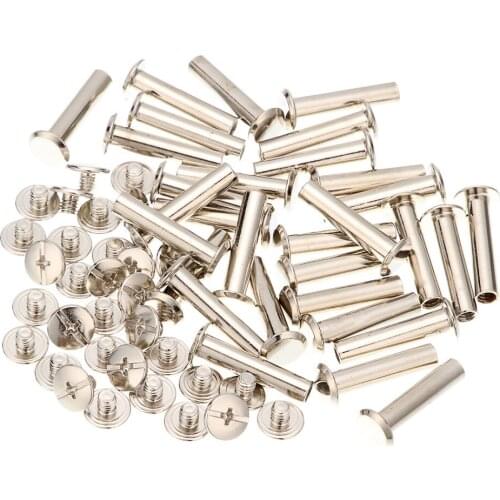 50pcs M5x23mm Iron-nickel-plated screw books Fingertight Picture books screw rivets albums butt recipes leaflet nail M5Hardware