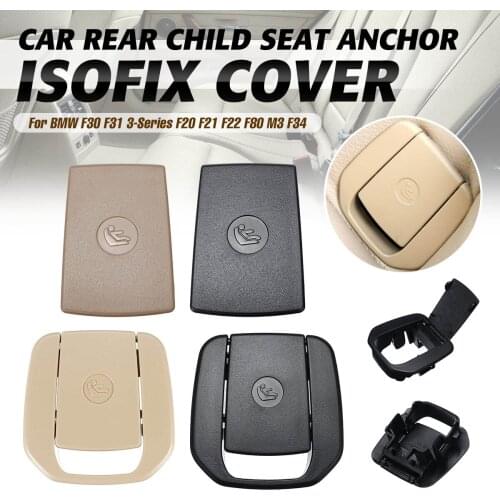 Black/Beige Car Rear Child Seat Hook Anchor Cover ISOFix Belt Cover For BMW F30 F31 3-Series F20 F21 F22 F80 M3 F34 52207319686