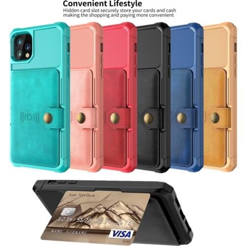 Luxury Card magnetic holder Phone Case For iPhone 12 Pro 11 Pro Max XR XS Max X 7 8Plus Wallet Leather Soft TPU Protection Cover