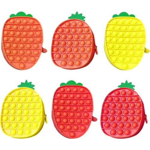Pencil Pen Case Cartoon Carrot Pineapple Decompression Press Bubble Storage Stationery Box Bag Organizer Sensory Toy for Student
