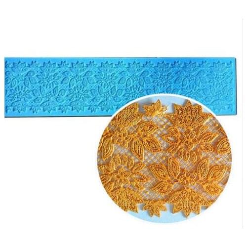 Blooming Lotus Pattern Lace Mold Silicone Sugar Lace Pad Cake Brim Decoration Mold Kitchenware DIY Tool H743
