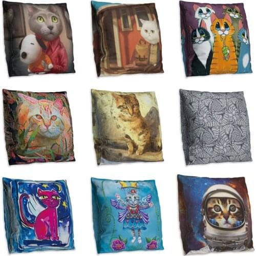 Cute Cat Printing Decorative Pillowcase Double-sides Cat Polyester Throw Pillow Case Pillow Cover kussensloop almohada