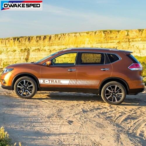 Both Side 4x4 Sport Stripes For Nissan X-Trail T31 T30 Car Door Skirt Stickers Off Road Styling Auto Body Decor Decals