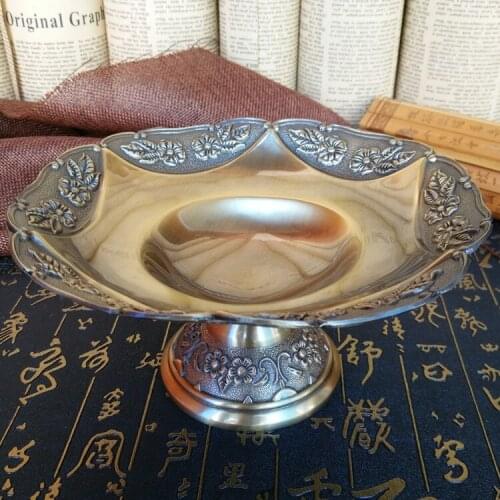 Europe round Diameter 17.5cm metal fruit plate aquarium decoration fruit bowl serving tray Desktop candy bowl storage SGP058