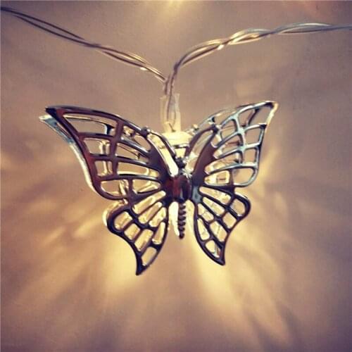 HAOCHU Gorgeous Silver Butterfly LED String Light Garland Wedding Marriage Room Decoration Photo Props Background Battery Box