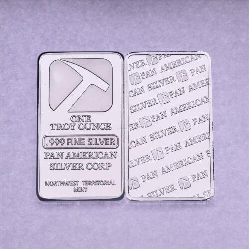 American 1oz Pan American Mining Silver Silver Bullion-Brass Plated Silver Bullion Coin Bar Replica