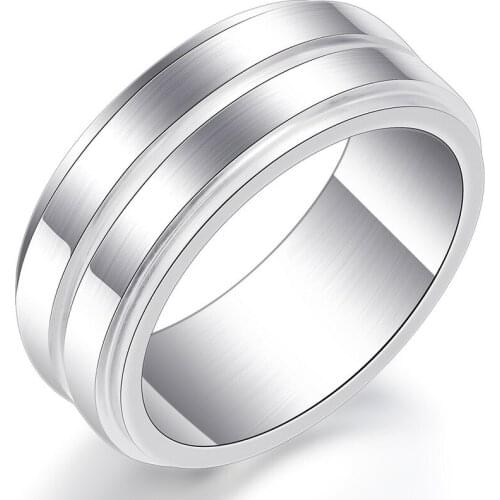 Korean New Fashion Fine Polished Titanium Steel Mens Ring Color Fast Anti Allergy Mens Jewelry