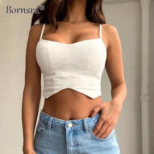 Bornsra Womens 2021 Summer New Style Halter Strap Sexy Stitching Small Camisole Female Crop Tops Women Wear