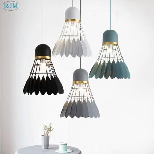 Nordic Creative Badminton Pendant Lamps Modern Simple Iron Pendant Lights for Cafe Living Room Bedroom Restaurant LED Lighting