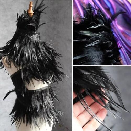 Black Chicken Feather Lace Trim DIY Art Crafts Modeling Collar Fringe Decor Skirt Wedding Dress Designer Accessorie Fabric