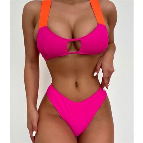 Summer Bandage Hollow Out Swimwear Women 2 Piece Set Solid Bikini Mujer 2021 Sexy Hlater Brazilian Swimsuit Womens Bathing Suit