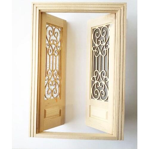 1/12 Scale Doll House Elegant Wooden Off Yarn Door Furniture Scene Miniature Special Exquisite Model Accessories