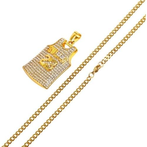 2021 Personality Basketball Jersey Stainless Steel Men Necklace Gold Plated Long Chain Hip Hop Jewelry Kobe Anniversary Jewelry