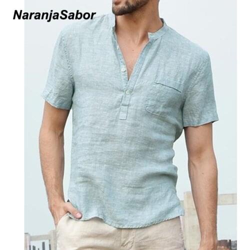 NaranjaSabor 2020 New Mens Kimono Shirts Summer Spring Fashion Loose Light short Sleeve shirt Male Blouse Brand Clothing N659