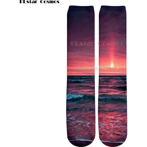 PLstar Cosmos 2018 New style Fashion Knee High Socks pinkish sunset / sunset clouds guam Nature Print 3d Mens Womens Sock
