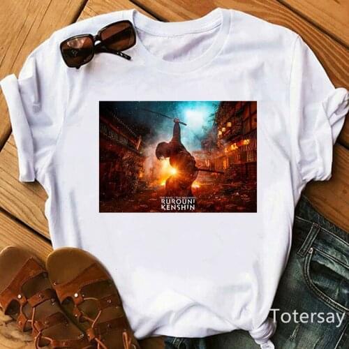 2021 New Rurouni Kenshin T Shirt Anime Clothes Cartoon Print T-Shirt Funny Women Clothes Harajuku Female Clothing Tee Top