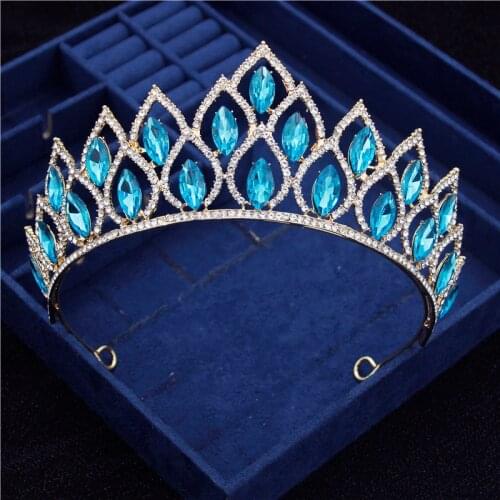 New Vintage Gold Crystal Bride Tiara Crown Headband for Queen Bridal hairbands Wedding Hair Jewelry Prom Hair Accessories