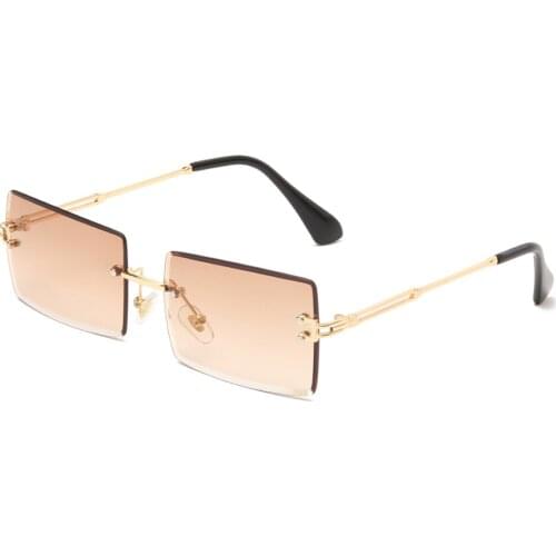 New Fashion Rimless Sunglasses Women Small Square Sun glasses Luxury Brand Metal Shades UV400 Eyewear oculos de sol