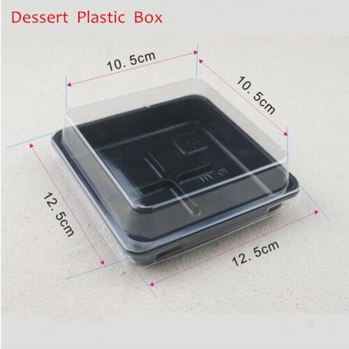 *WHOLESALE* 4 Slot Black Plastic Boxes with lid Plastic cake cupcake pastry Bakery Packaging Box with lid 12.5cm*10.5cm 50pcs