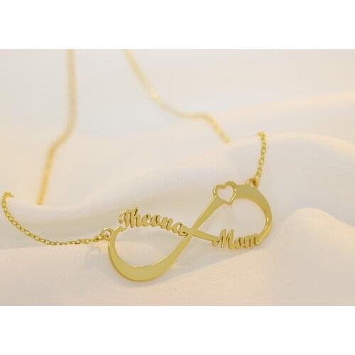 925 Sterling Silver Initial Infinity Necklace Personalized Custom Multiple Names Family Jewelry Gold Plated Jewelry Necklaces