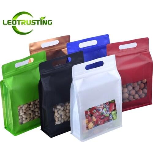 50pcs 3D Portable Thick Plastic Window Zip Lock Bags Widen Bottom Resealable Snack Spice Sugar Party Gifts Packaging Pouches