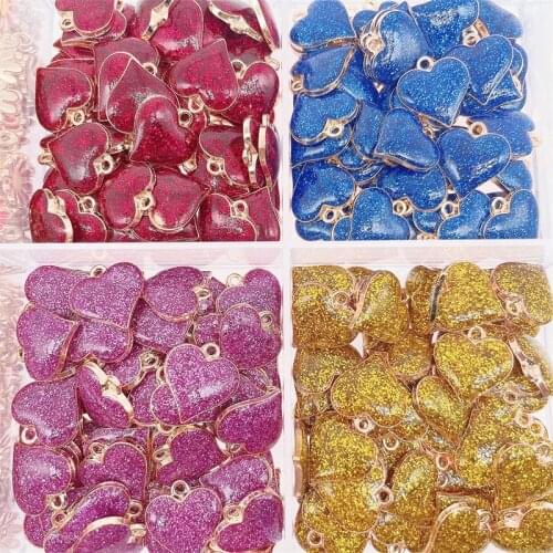 Peixin 10Pcs/Lot Colorful Enamel Love Sweet Heart Charms For DIY Necklaces Bracelets Handmade Accessories DIY Jewelry Findings