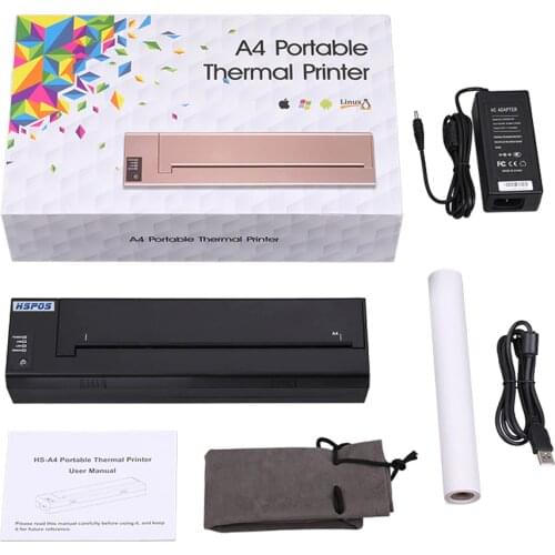 HSPOS Newest A4 Portable Thermal Printer with Battery for Printing Documents Anywhere Any Time