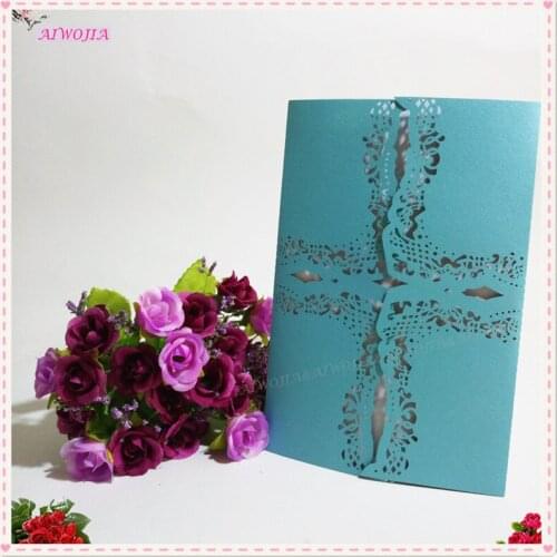 Wedding Party Invitation Card Delicate Carved Hollow Cross Pattern Laser Cut Blank Inner Page Invitations Party Supplies 8ZSH212