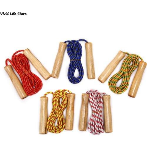 1PC skipping Sports Skipping Rope Practice Speed Jump Random Color Wood Grip Handle Children Kid Fitness Equipment Training