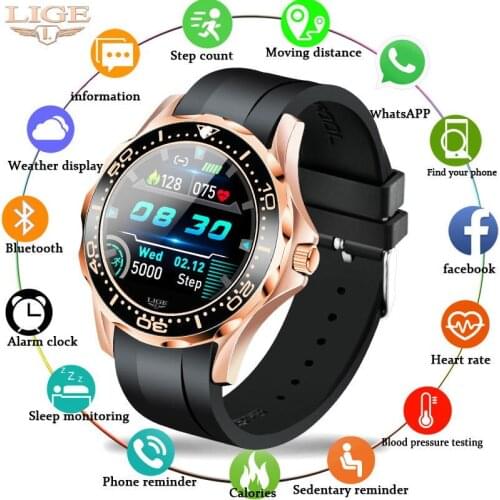 LIGE Fashion Smart Watch Men Heart Rate Sleep Monitoring Wristwatch IP68 Waterproof Man Sports Fitness Smartwatches Relogio