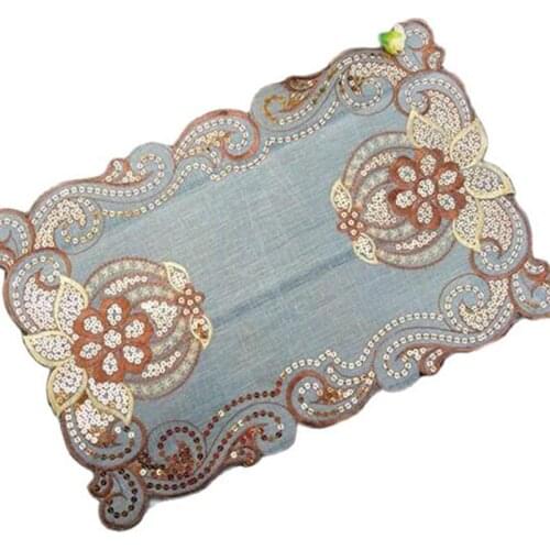 Special price sequin lace table placemat embroidery coffee placemat pad Christmas drink coaster cup mug tea dining doily kitchen