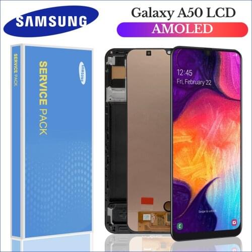 Super AMOLED For Samsung Galaxy A50 SM-A505FN/DS A505F/DS A505 LCD Touch Screen Digitizer With Frame For Samsung A50 lcd