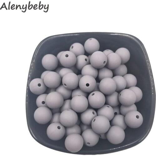 Light Gray Color Food Grade Silicone Round Bead 12/15mm Baby Teether Necklace Toy DIY Pacifier Chain Care Baby Teether Product