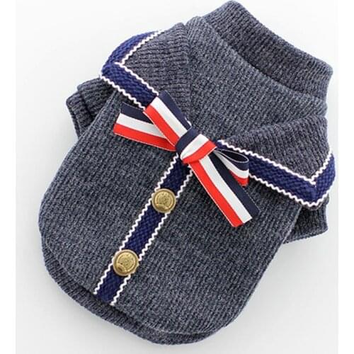 Pet College Style Sweater Clothes for Small Large Dogs Cats Winter Bow Jumper Overall Sweet Two-legged Costume XS-XL ropa perros