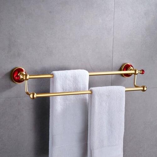 Bathroom Double Towel Bars Aluminum 60cm Towel Rack Wall Mounted Bath Hardware Bathroom Accessories Crystal Base Free Shipping