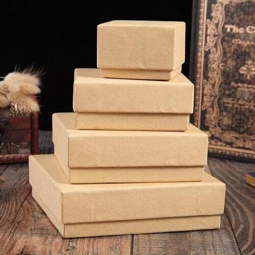 High Quality Brown Kraft Paper Favour Jewelry Vintage Design Gift Packaging Case Casket Earrings Ring Pendant Bracelet Boxes