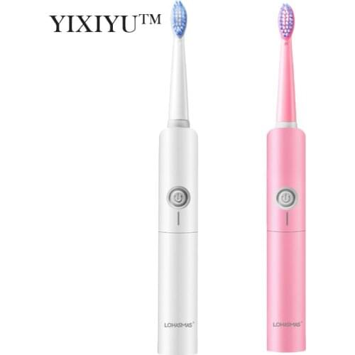 YIXIYU intelligent sonic battery toothbrush 2pcs replacement brush head 2 colors without charging oral hygiene toothbrush