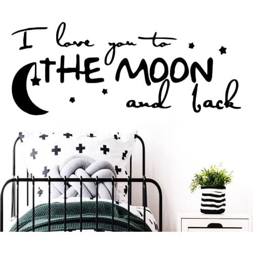 Amusing I love you to the moon Sentence Wall Stickers Personalized Creative For Kids Room Living Room Home Decor Decal Mural