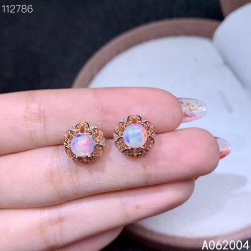 KJJEAXCMY Fine Jewelry 925 sterling silver inlaid natural opal female earrings Ear studs beautiful support detection