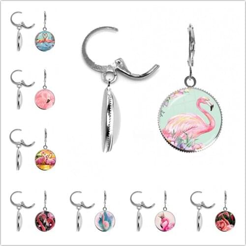 2021 New Fashion Flamingo Earring Birds Love Painting Ear Stud Hand Craft Jewelry For Women Girls Birthday Gift