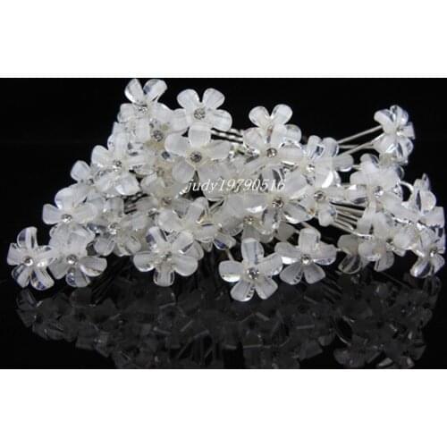 100 Pcs Lot White Floret Little Crystal Wedding Prom Bridal U Hair Sticks Fashion Hair Jewelry New Woman Hair Clips