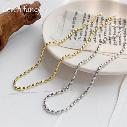 925 Sterling Silver Italian 3MM Rice Bead Chain Necklace Minimalist Jewelry Women Choker Birthday Party Gifts Beaded Necklaces