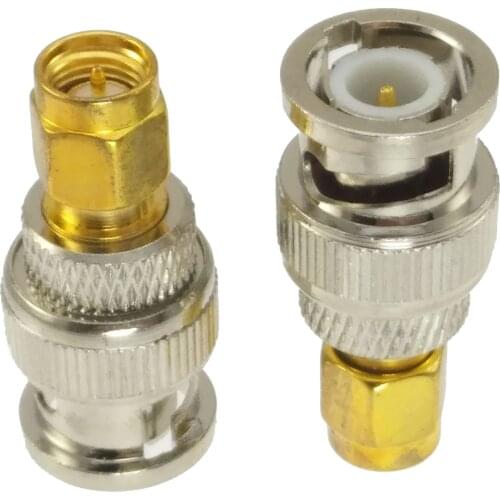 1Pcs BNC Male Plug to SMA Male Plug RF Coaxial Adapter Connector For Antenna Radio