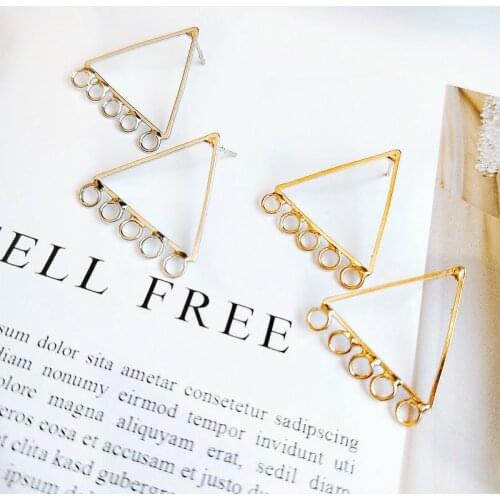 Korean Temperament Metal DIY Materials Handmade 4 holes, Net Red, Simple Triangular Tassel Earrings Accessories Girl 10 pieces
