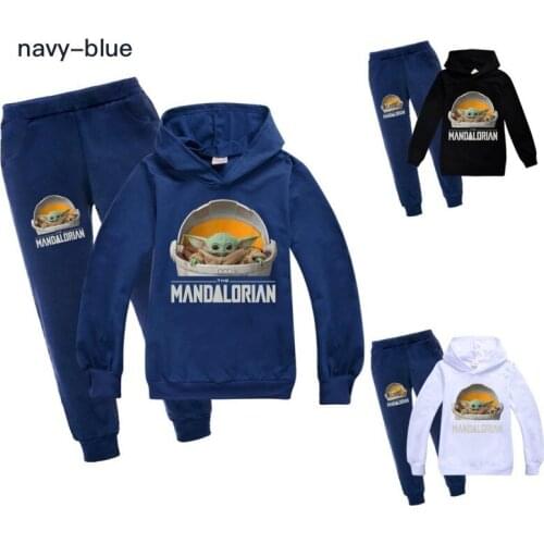 Children Baby Yodaa Teen Hoodie Tops Pants 2pcs Kids Sport Boys Tracksuits Toddler Outfit Girls Outwear 2-16Years Spring Autumn