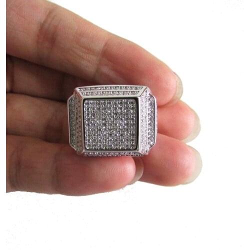 2019 high quality factory promotion micro pave cubic zirconia HIP HOP Bling iced out engagement mens cz ring