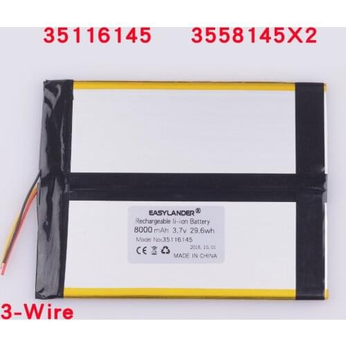 35116145 3.7V 8000mAh Battery for Tablet PC Li-Polymer Polymer 3558145X2 power bank ebook backup power supply