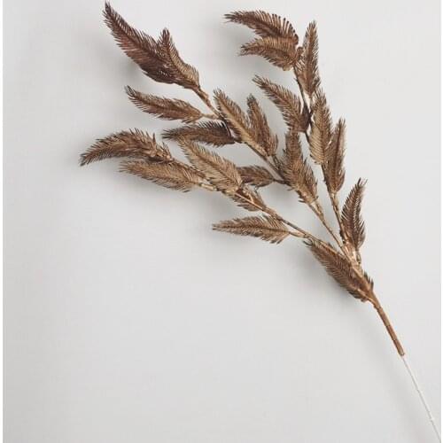 5pcs/lot 3 Fork Plastic Artificial Feather Maple Fake Flowers for Wedding Flower Arrangement Hotel Meichen Decorative 76cm Long