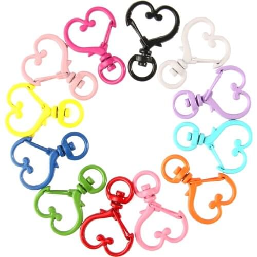 5pcs/lot Metal Hollow Love Heart Shape Keychain Split Key Ring Swivel Lobster Clasps Connector For DIY Bag Belt Dog Mask Chains