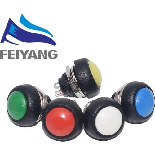 5Pcs Mini 12mm Waterproof Momentary ON/OFF Push Button Round Switch PBS-33B For arduino